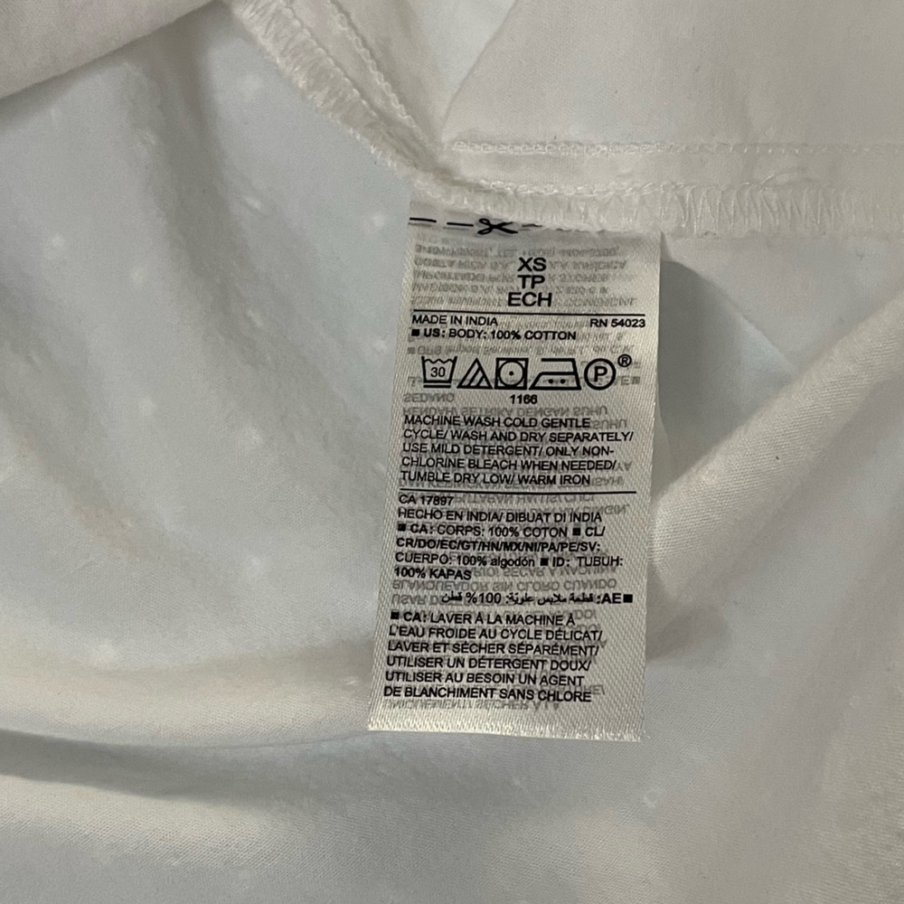White Swiss Dot Button-Up Shirt XS - Picture 8 of 9